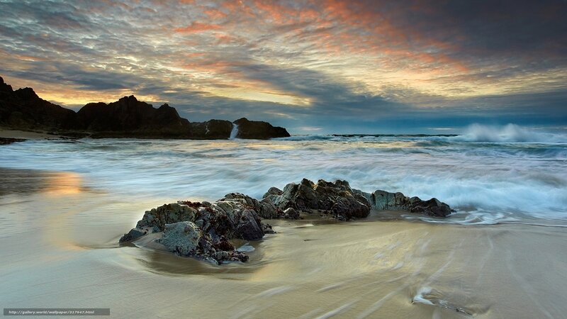 Beach with Rocks and Waves — Blue, Dramatic