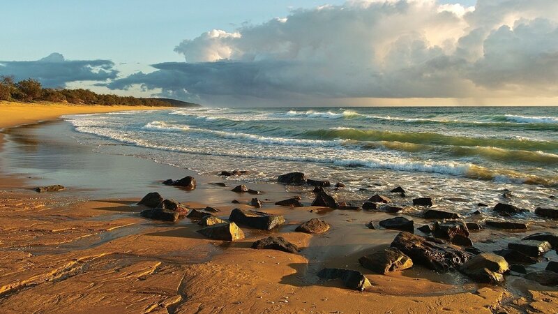 Beach with Rocks and Waves — Brown, Dramatic