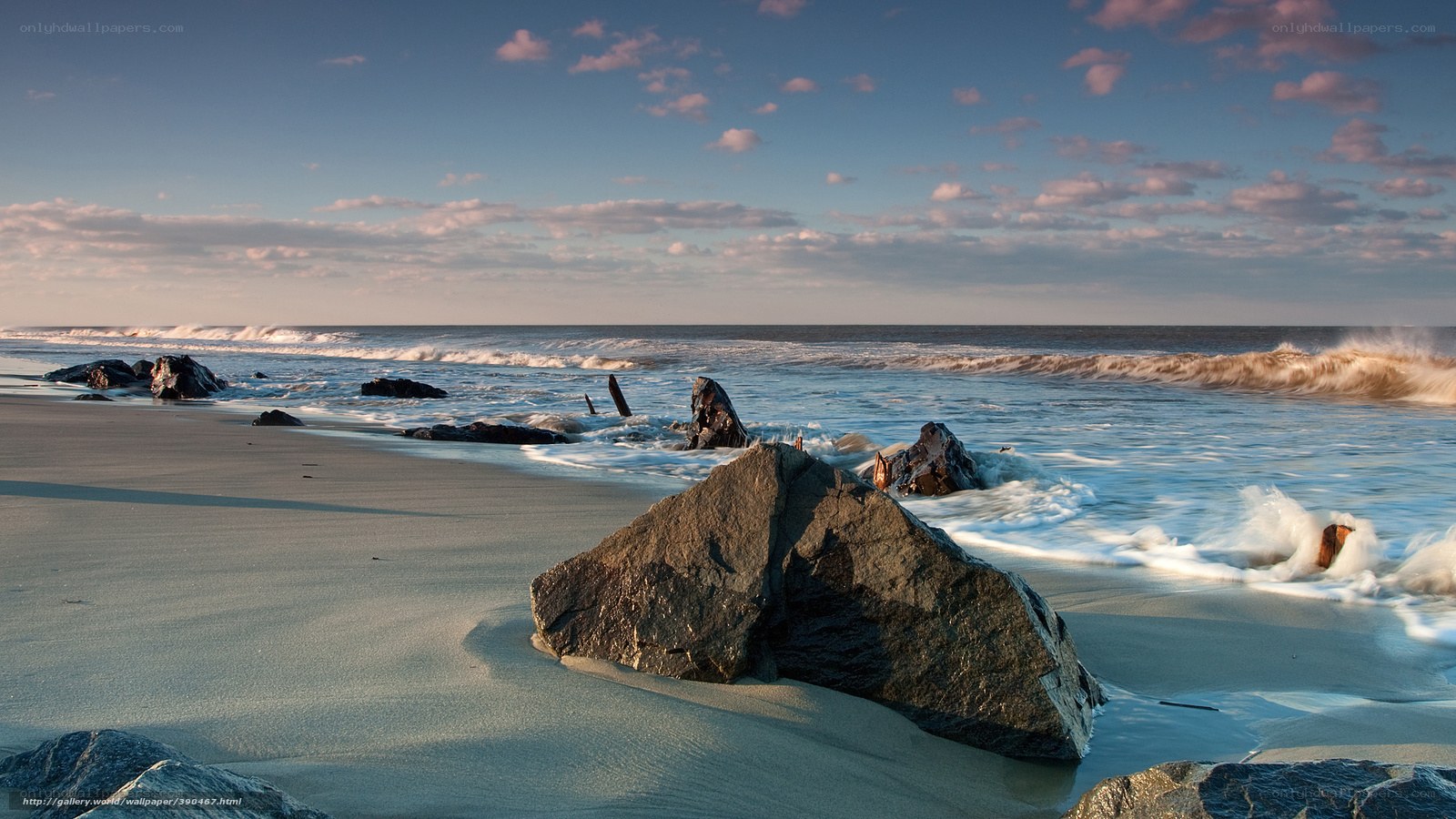 Beach with rocks and waves