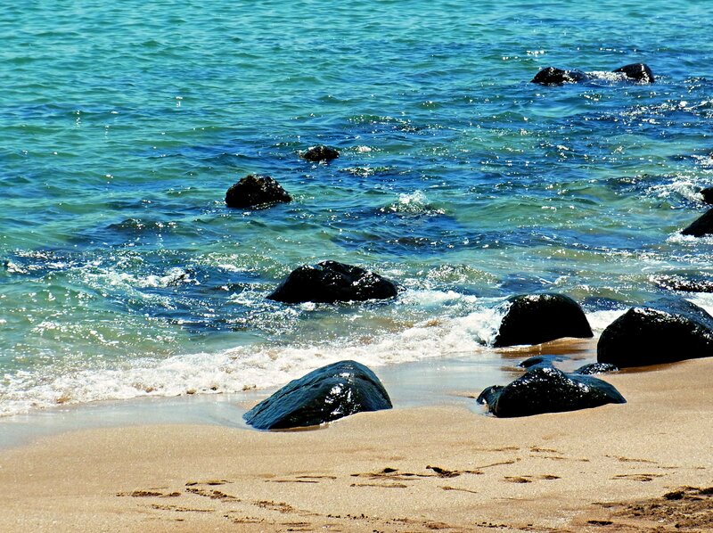Beach with Rocks — Blue