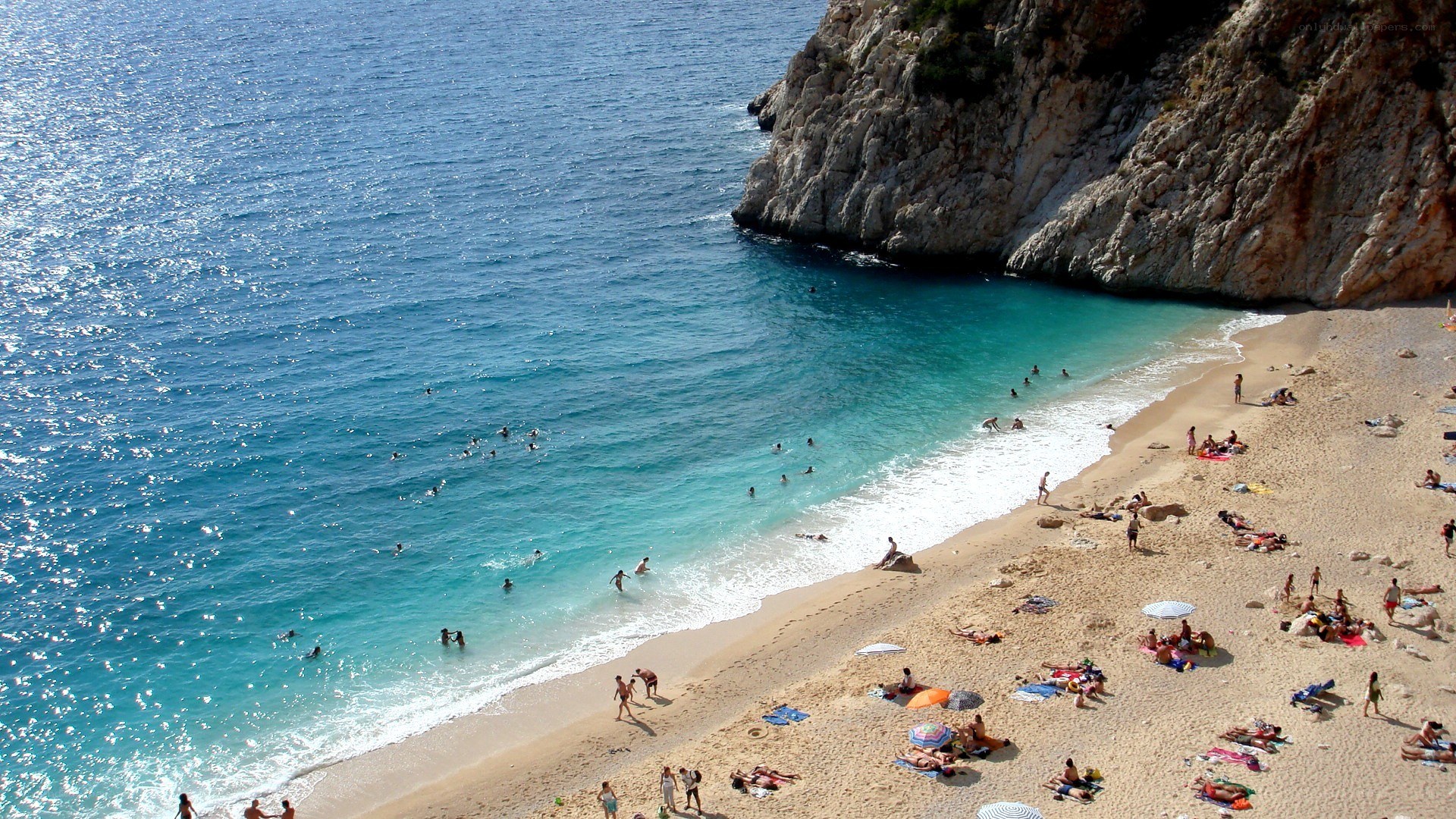 Beach with rocky cliff