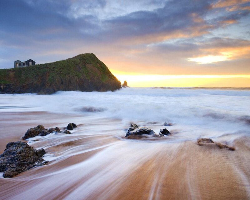 Beach with Rocky Cliff — Blue