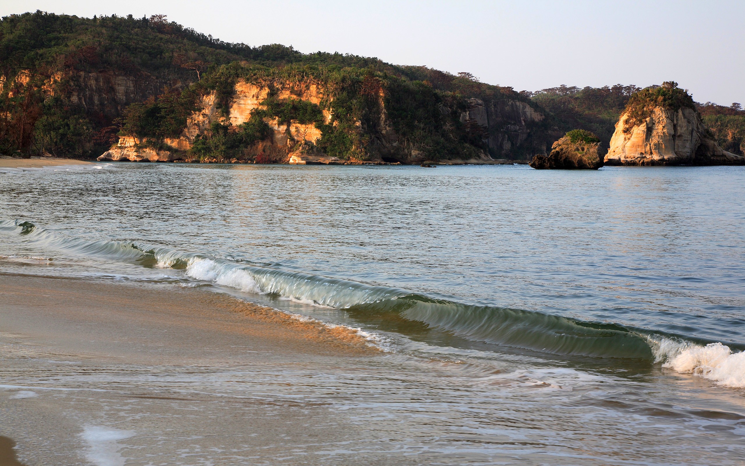 Beach with rocky cliffs