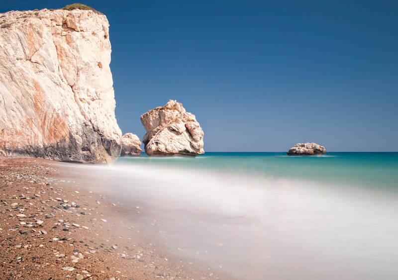 Beach with rocky formations