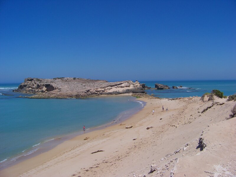 Beach with Rocky Island — Blue, Serene