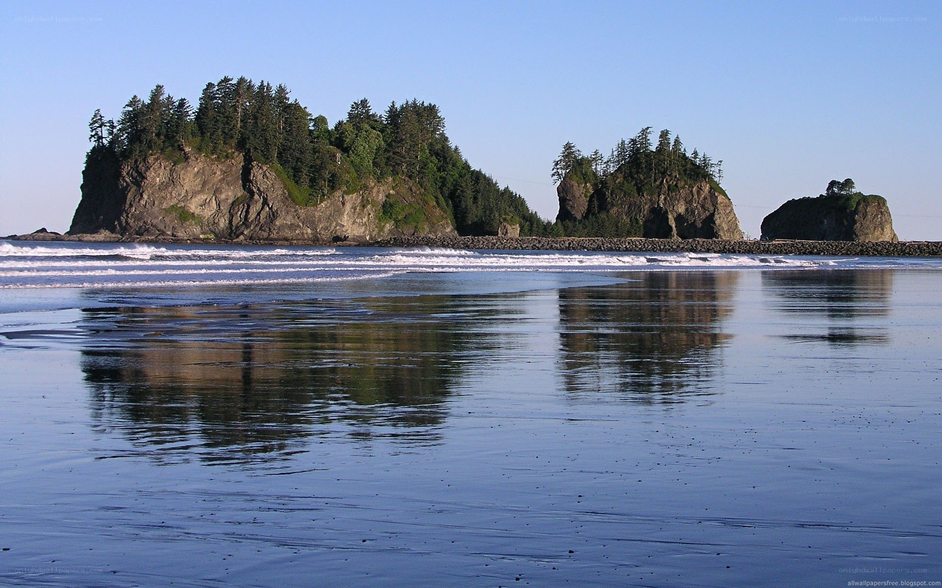 beach with rocky islands