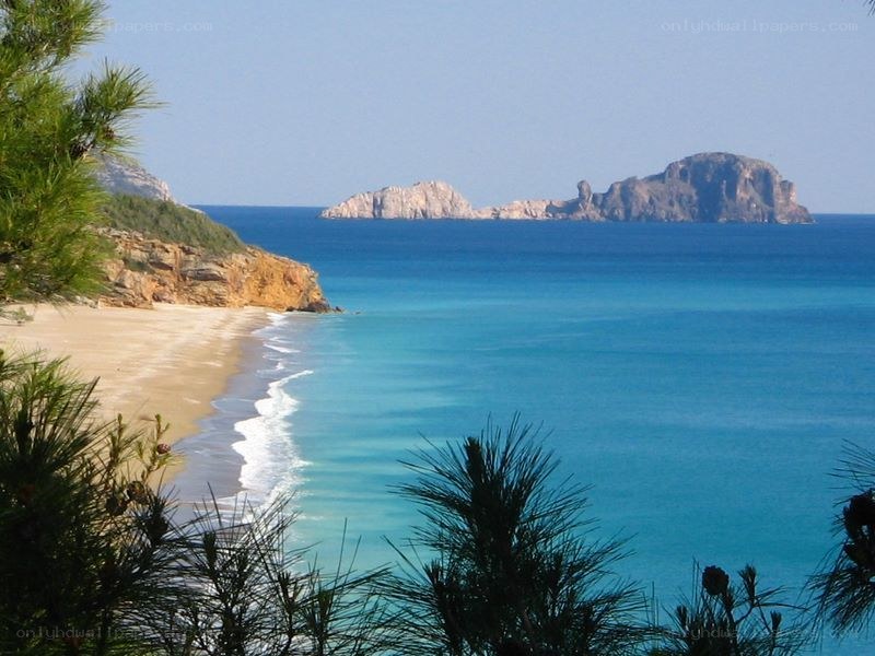 beach with rocky islands
