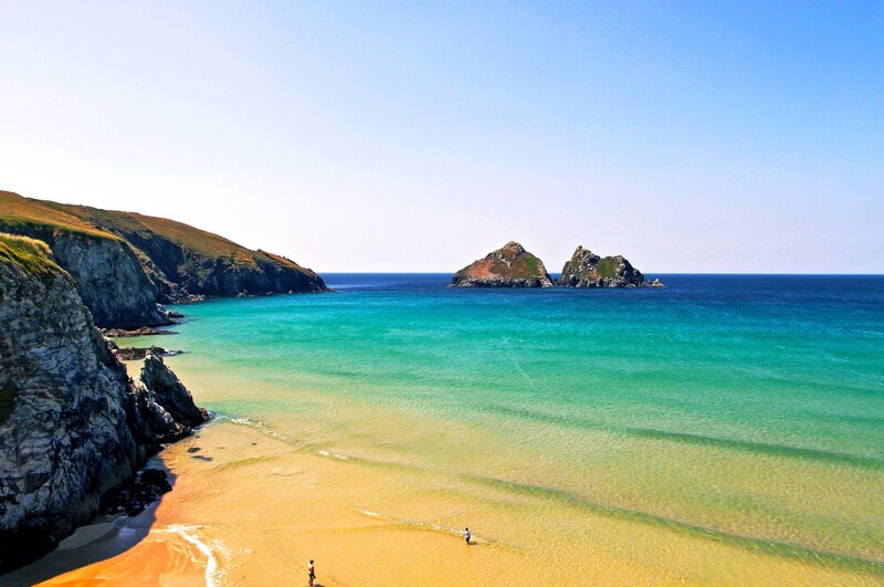 Beach with Rocky Islands — Blue, Serene