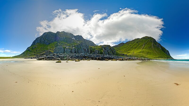 Beach with Rocky Mountains