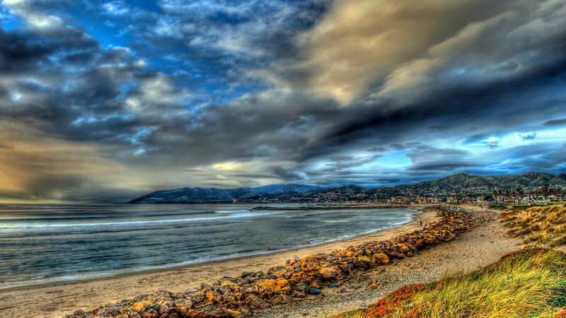 Beach with Rocky Shore — Blue, Dramatic