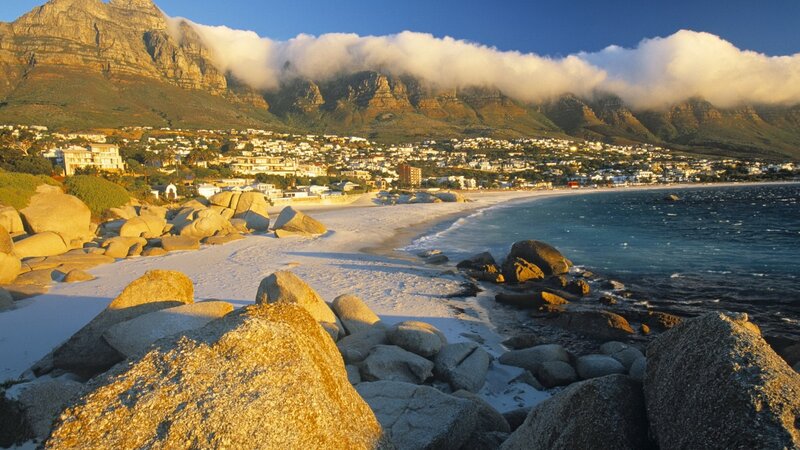 Beach with Rocky Shore — Blue, Serene