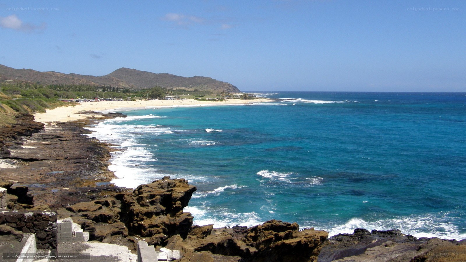 beach with rocky shore