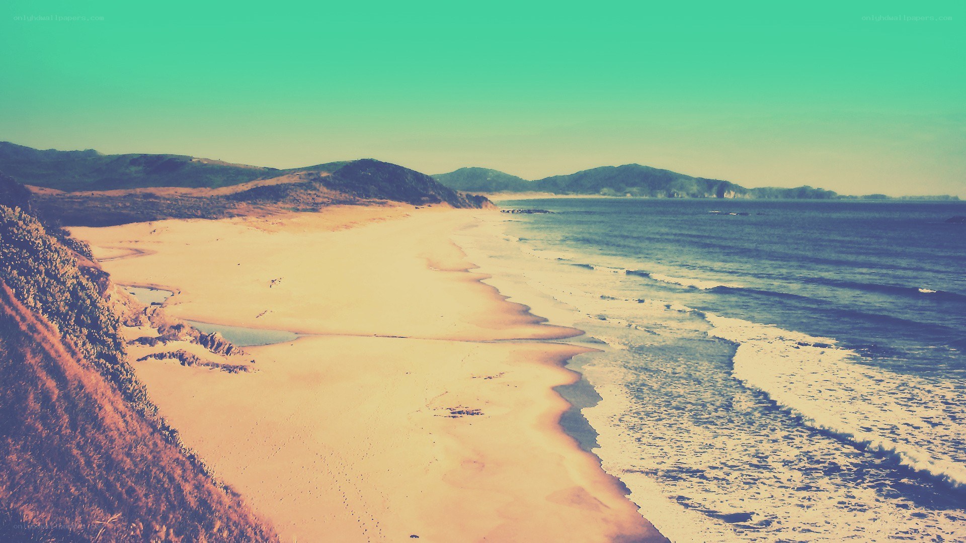 beach with rolling waves