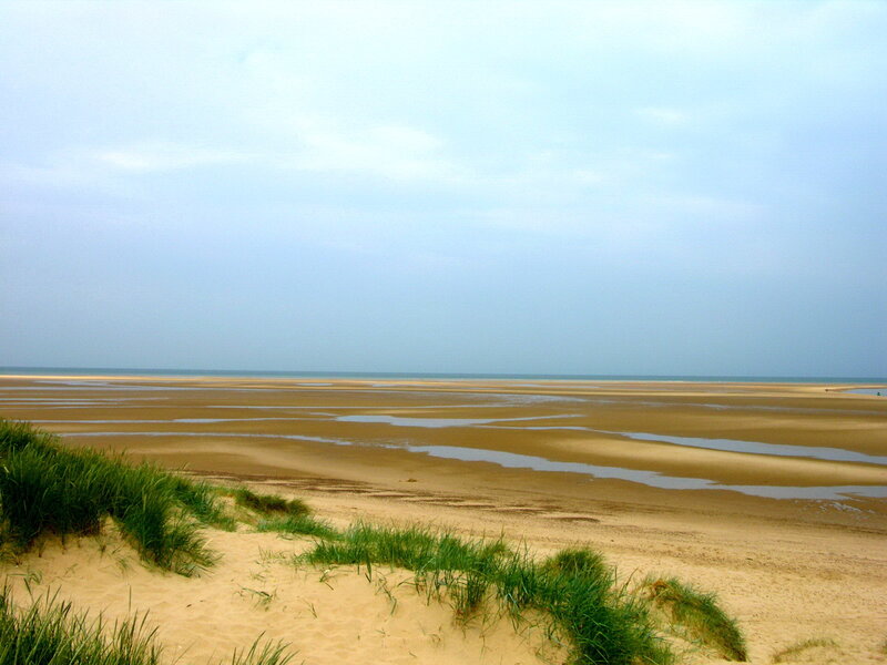beach with sand dunes and tidal flats