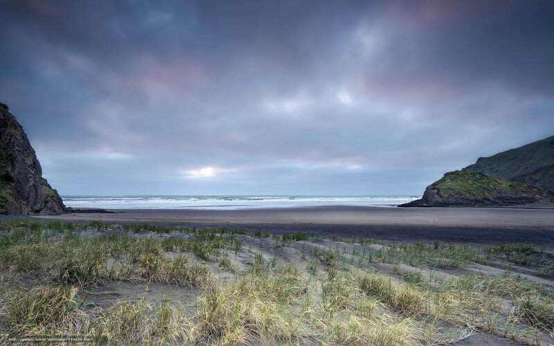 Beach with Sand Dunes — Gray, Dramatic