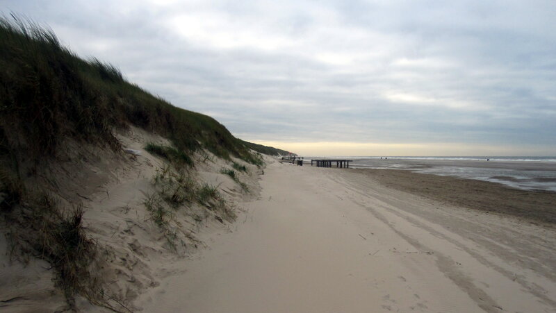 Beach with Sand Dunes — Gray, Overcast