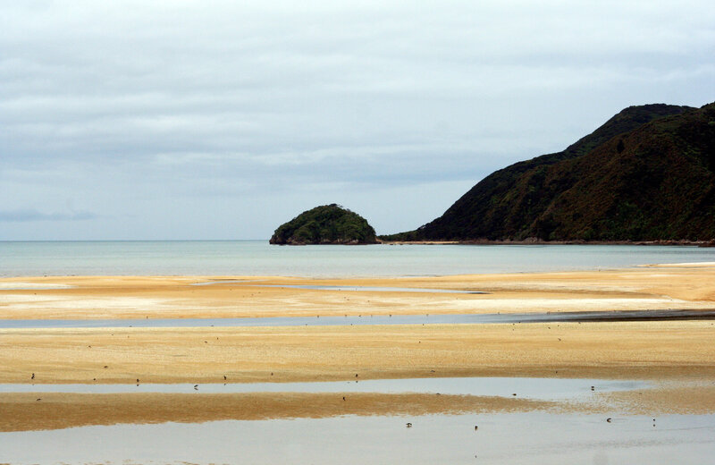 beach with sandbar and island