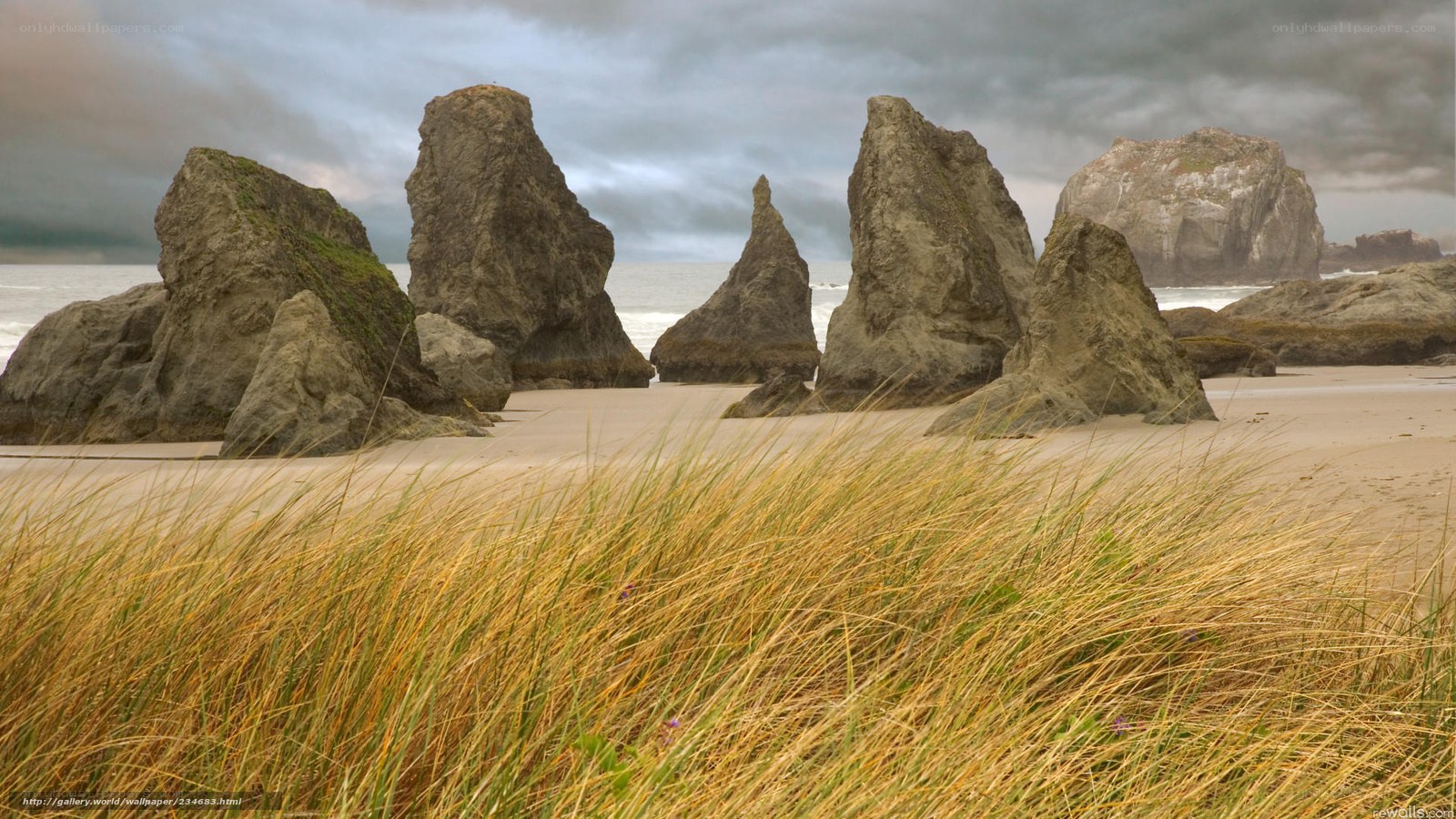 Beach with sea stacks