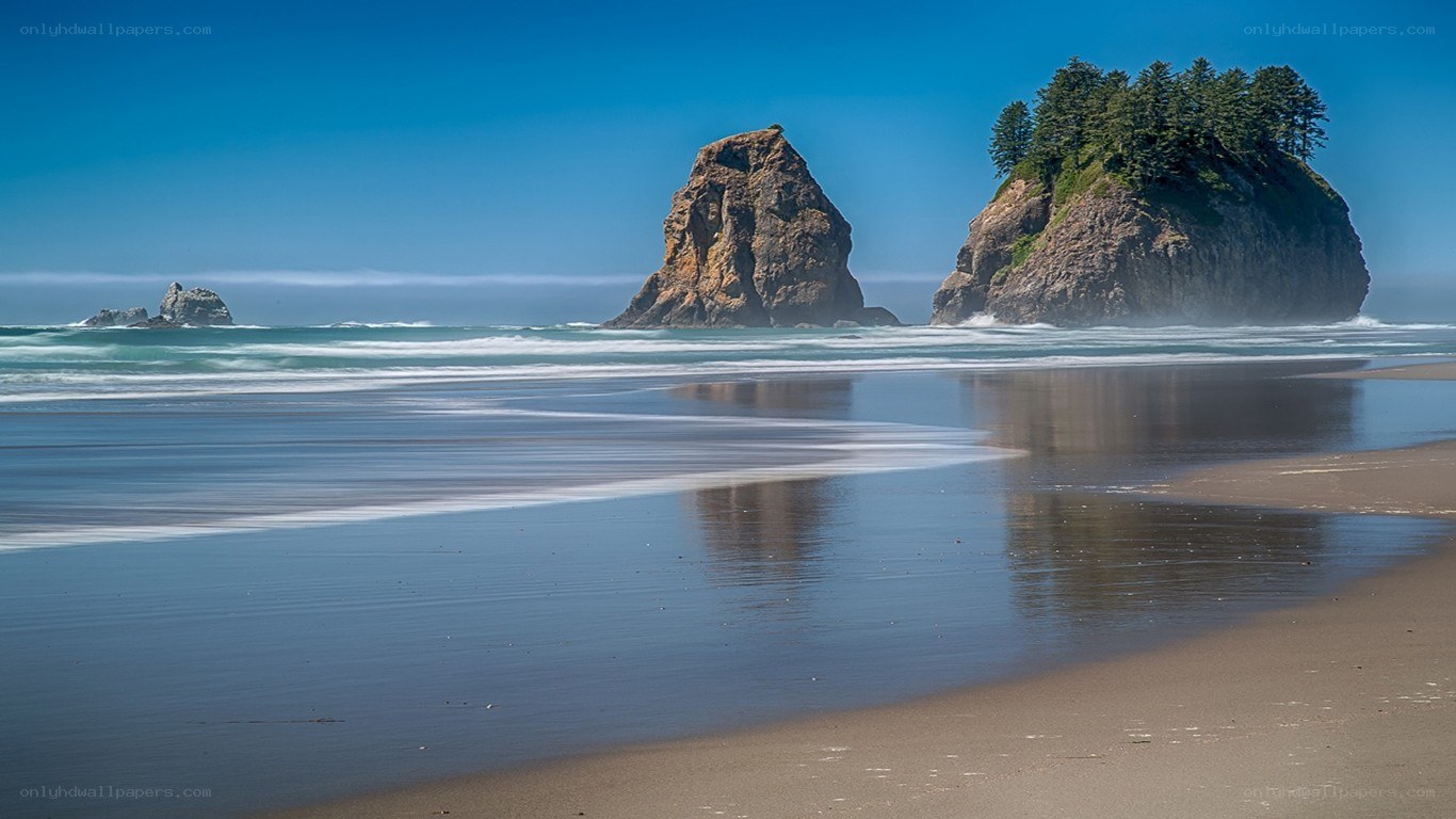 beach with sea stacks