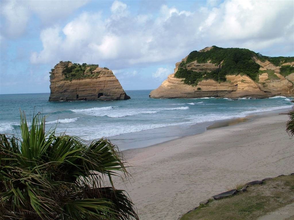 Beach with sea stacks