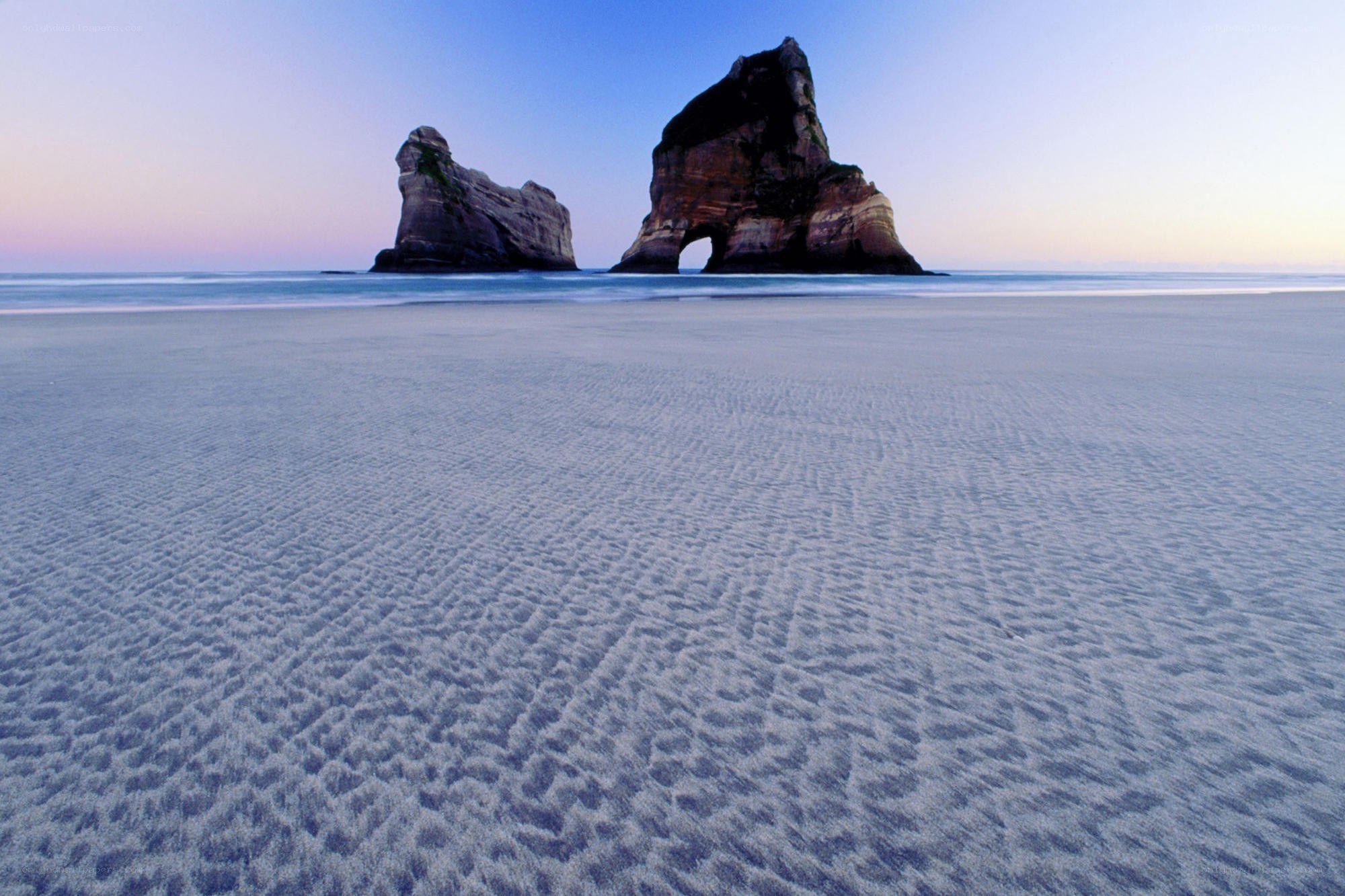 Beach with sea stacks at dawn