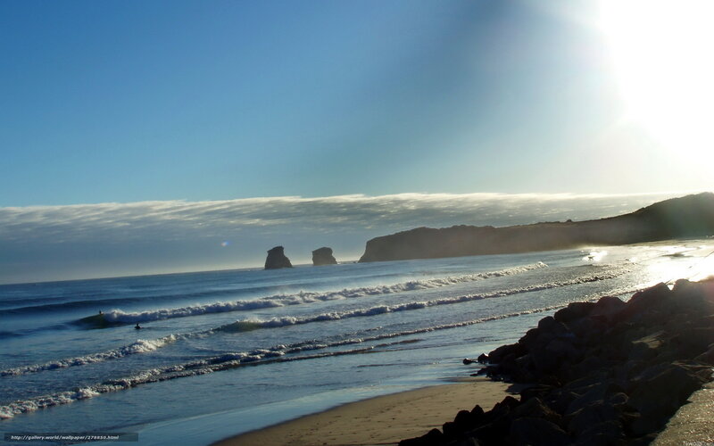 Beach with sea stacks at sunrise