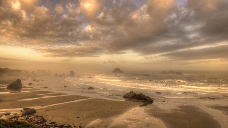 Beach with Sea Stacks — Gold