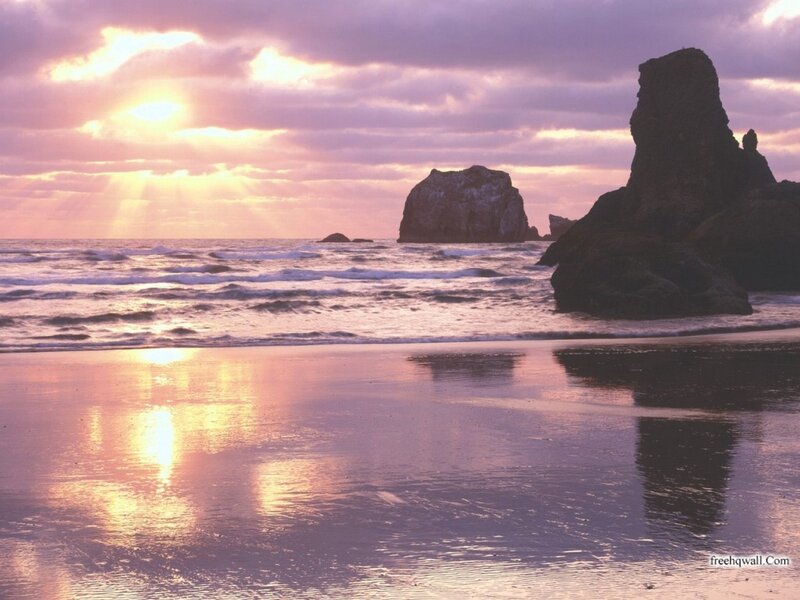 Beach with Sea Stacks — Purple