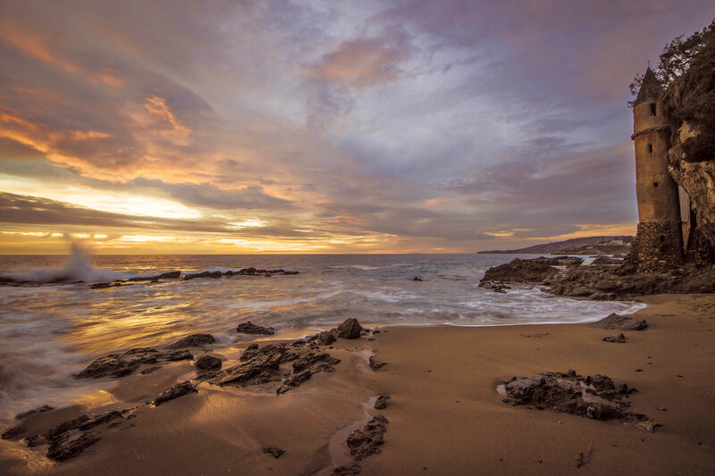 Beach with Stone Tower