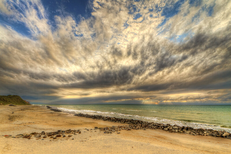 Beach with Storm Clouds — Blue, Dramatic