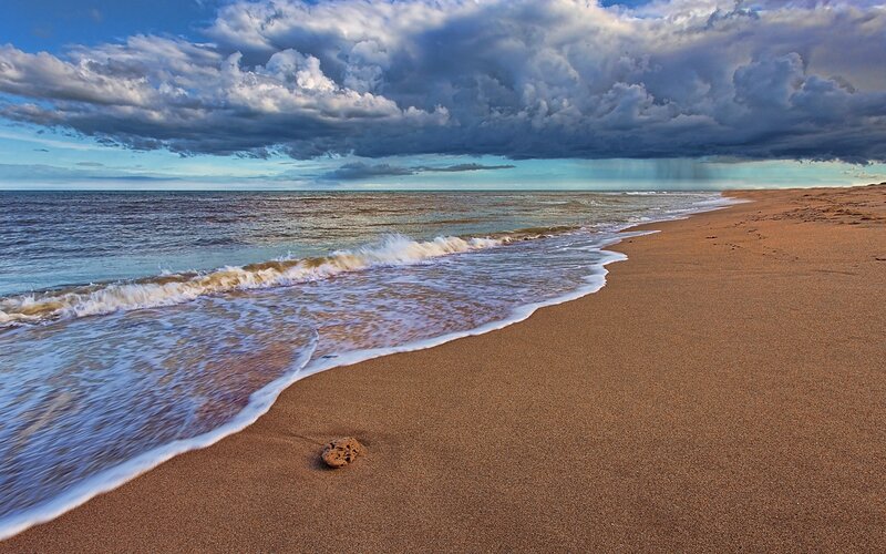 Beach with Storm Clouds — Blue
