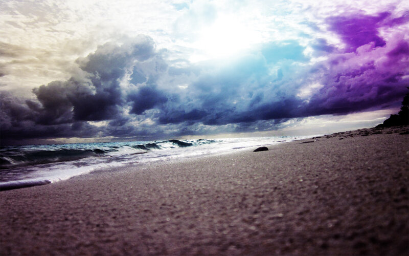 Beach with Stormy Sky — Purple