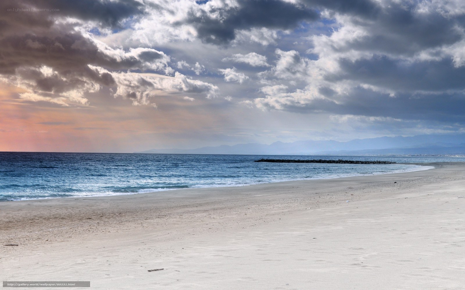 Beach with stormy sky