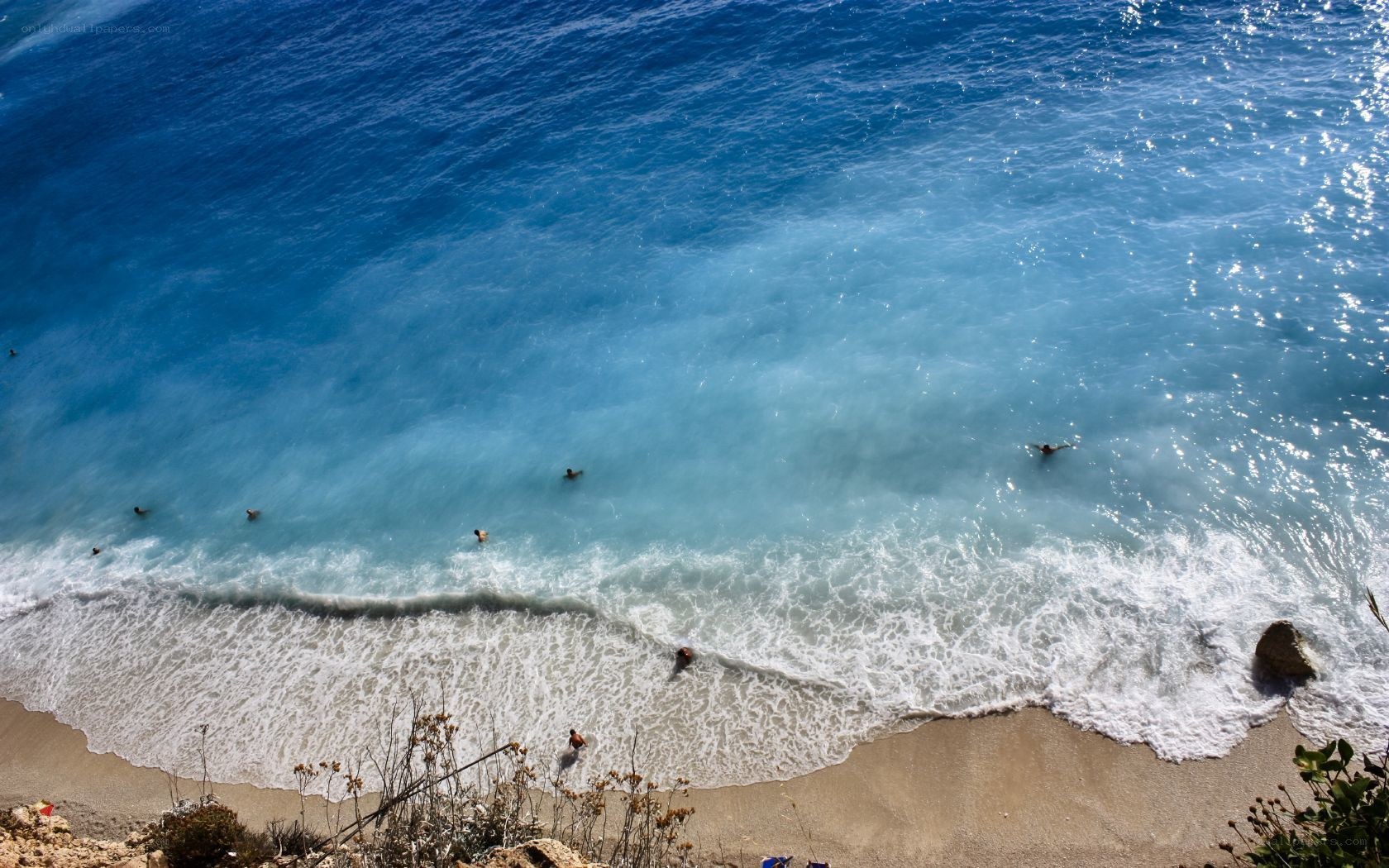 beach with swimmers