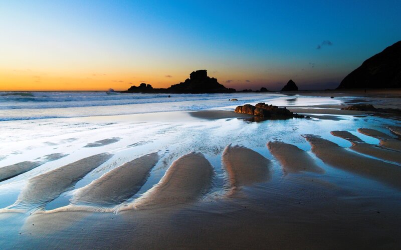 Beach with Tidal Pools — Blue, Serene