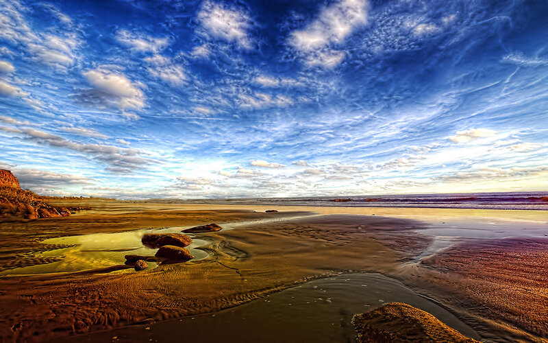 Beach with Tidal Pools — Blue
