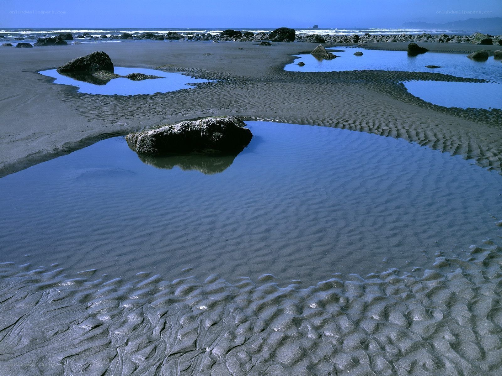 Beach with tide pools and rocks
