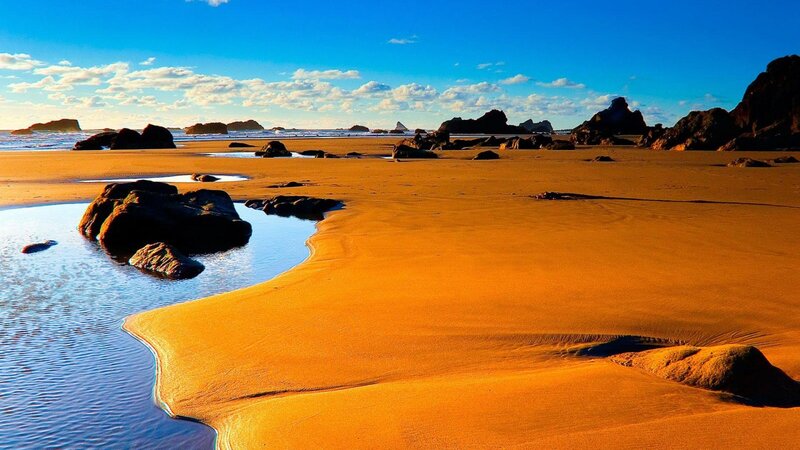 Beach with Tide Pools — Blue, Serene