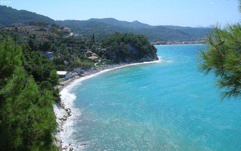 Beach with Turquoise Water — Blue, Serene, Afternoon, Photograph, Mountains