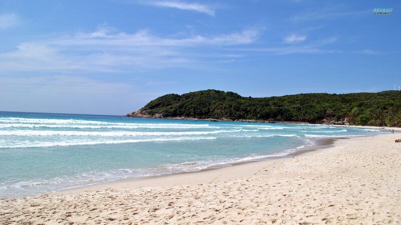 Beach with Turquoise Waves — Blue, Serene, Afternoon, Photograph, Sand, Ocean, Island