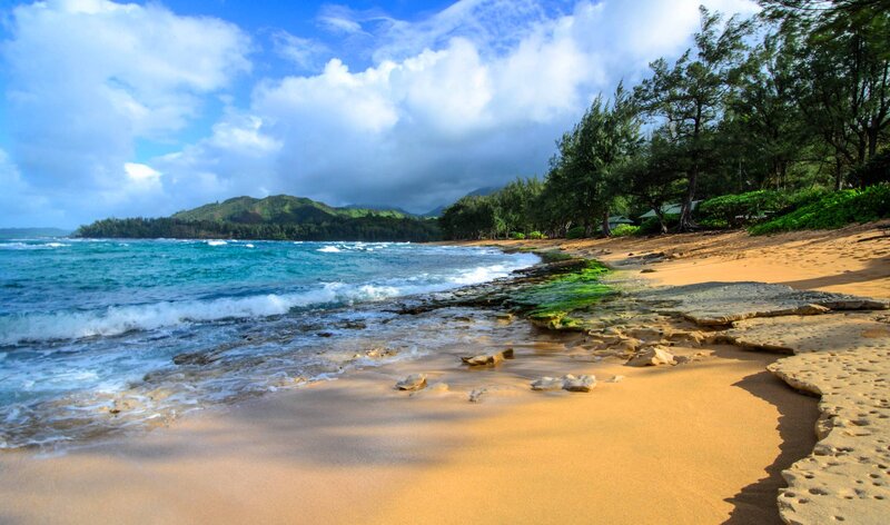 Beach with Turquoise Waves — Blue, Serene, Afternoon