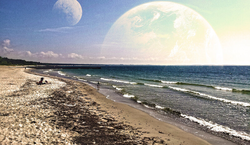 Beach with Two Planets