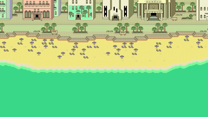 Beach with Umbrellas — Green
