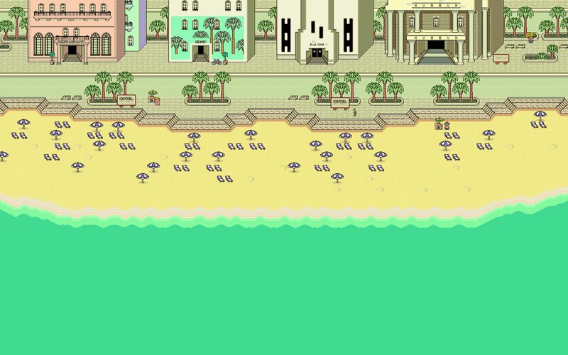 Beach with Umbrellas — Yellow