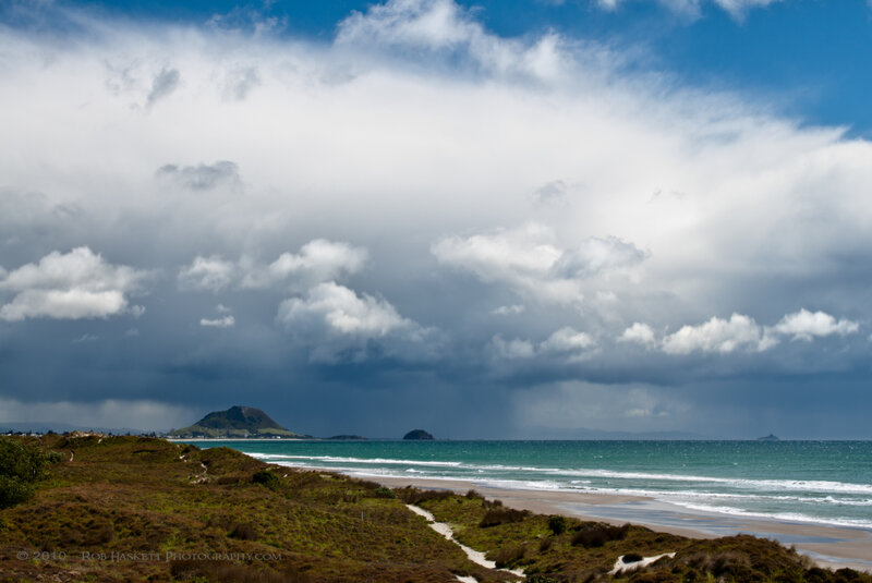 Beach with Volcanic Island