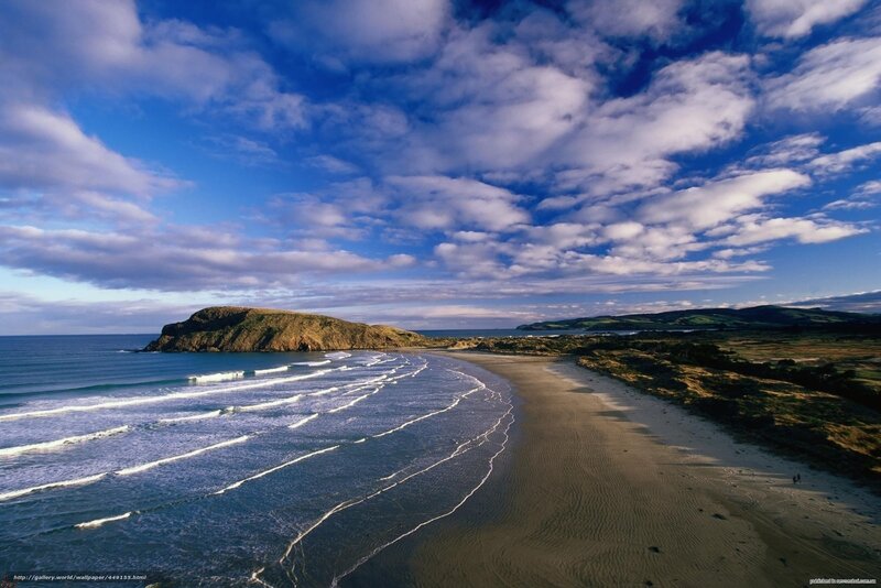 Beach with Waves and Cliff — Blue, Serene, Afternoon
