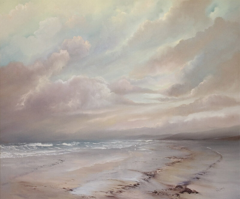 Beach with Waves and Clouds — Gray