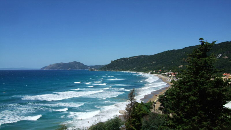 Beach with Waves and Hills