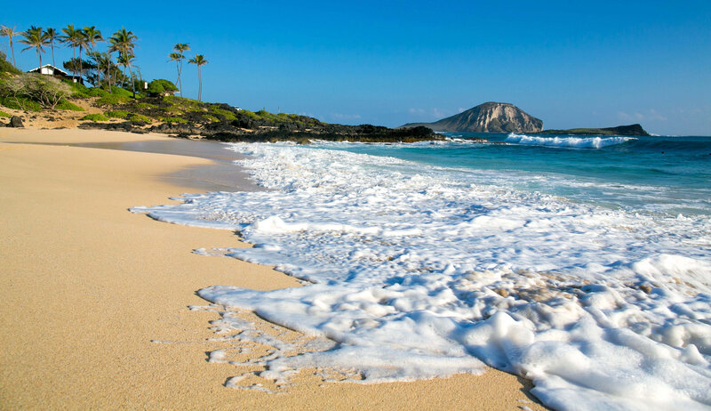 Beach with Waves and Island