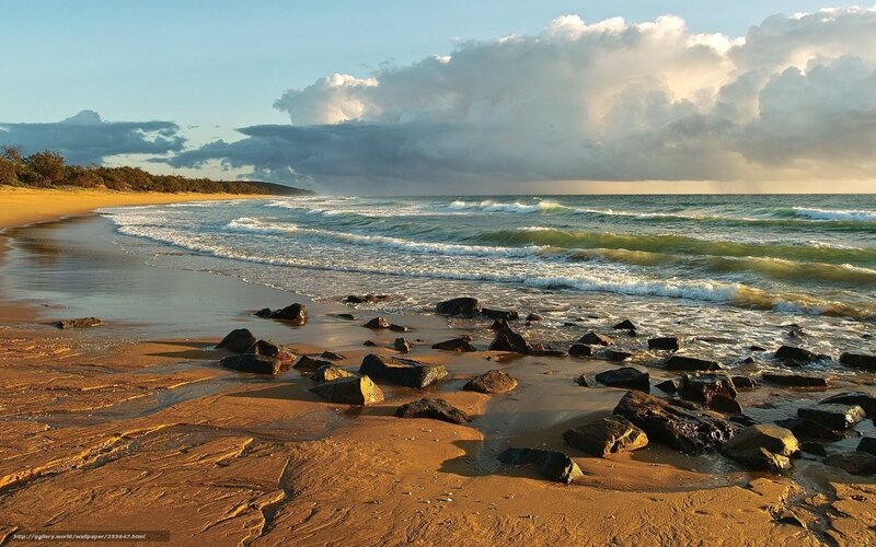 beach with waves and rocks